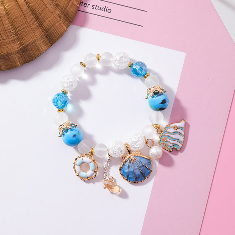 Wholesale Ocean Wind Seashell Glass Beads Bracelet